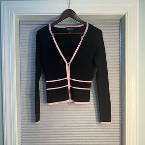 Vintage 90s/Y2K cardigan black with pink trim